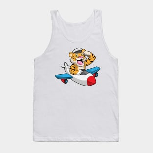 Tiger as Pilot in Plane Tank Top